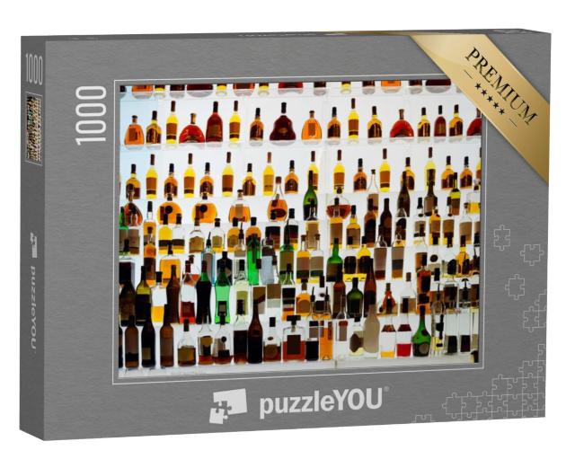 Puzzel 1000 stukjes „Diverse flessen alcohol in een bar“