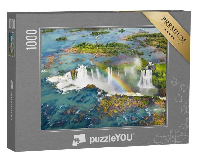 Puzzel 1000 stukjes „Natuurwonderen: Iguazu watervallen vanuit een helikopter, Brazilië“