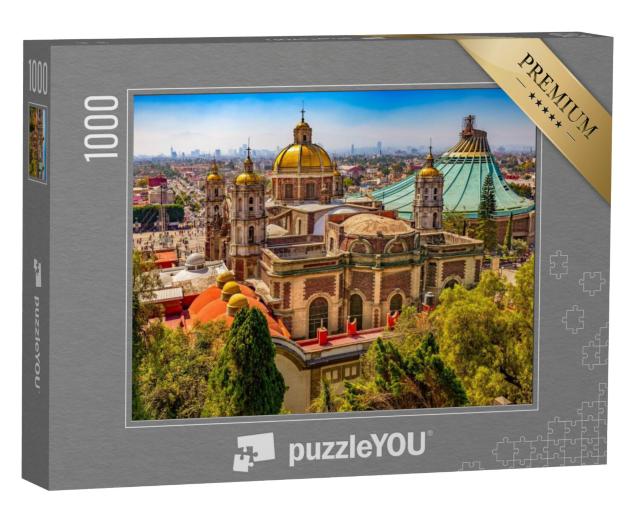 Puzzel 1000 stukjes „Oude en nieuwe basiliek in Mexico-Stad“