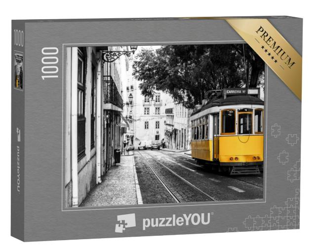 Puzzel 1000 stukjes „Gele tram in de oude straten van Lissabon, Portugal“