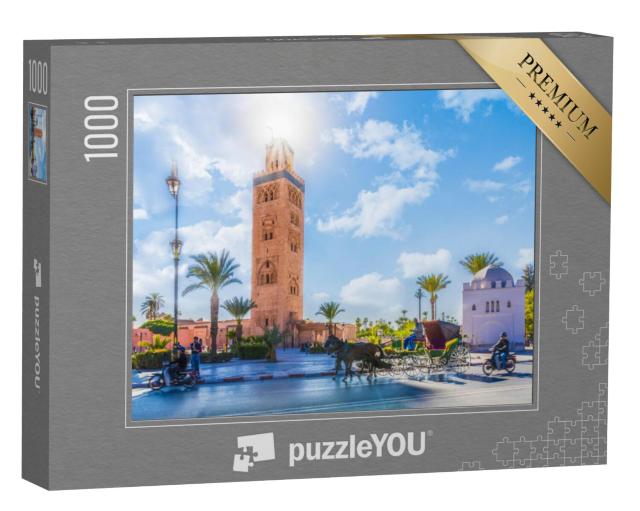 Puzzel 1000 stukjes „Minaret van de Koutoubia moskee in de Medina wijk van Marrakech, Marokko“