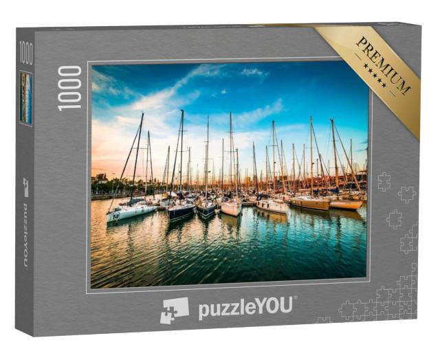 Puzzel 1000 stukjes „Baai met jachten bij zonsondergang“