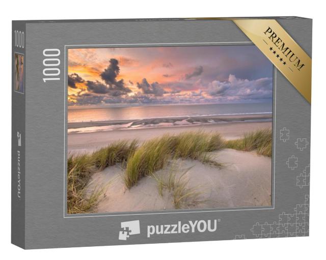 Puzzel 1000 stukjes „Zonsondergang boven de duinen van Zeeland, Nederland“