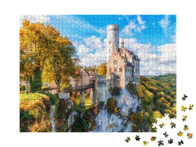Puzzle 1000 Teile „Deutschland, Schloss Lichtenstein in Baden-Württemberg“