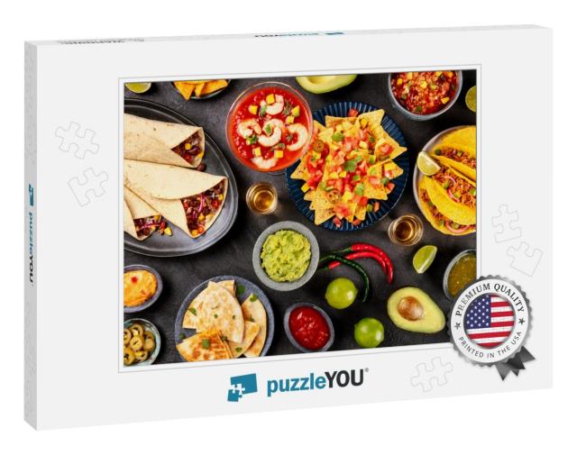 Mexican Food, Many Dishes of the Cuisine of Mexico, Flat... Jigsaw Puzzle