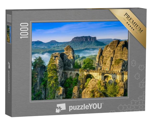 Puzzel 1000 stukjes „Zonsopgang bij de Bastei in Saksisch Zwitserland, Duitsland“