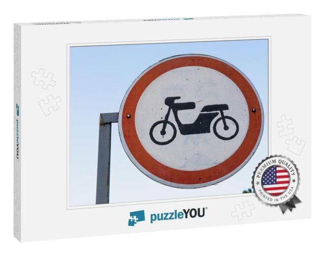 Dutch Road Sign No Access for Mopeds, Motor-Assisted Bicy... Jigsaw Puzzle