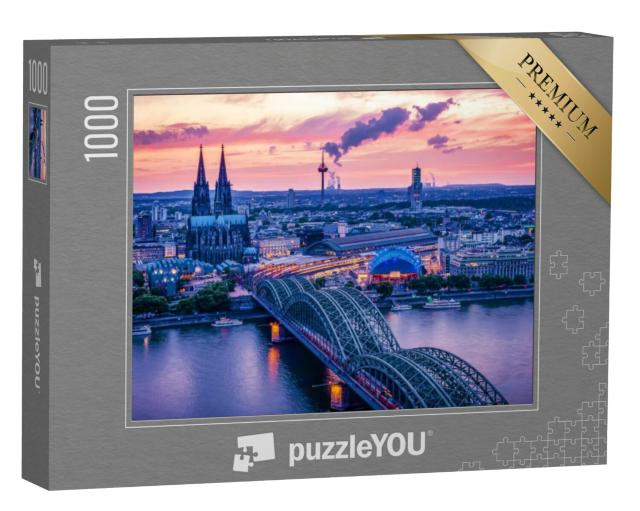 Puzzel 1000 stukjes „Keulse skyline bij zonsondergang, Duitsland“