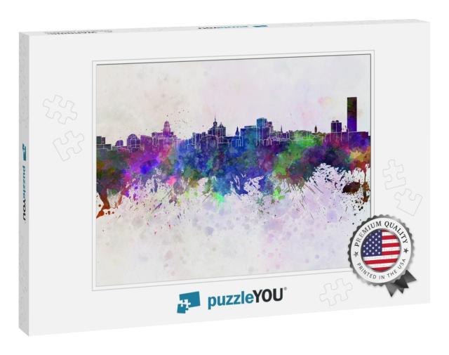 Buffalo Skyline in Watercolor Background... Jigsaw Puzzle