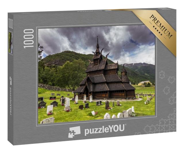 Puzzle 1000 Teile „Borgund Stabkirche in Borgund, Norwegen“