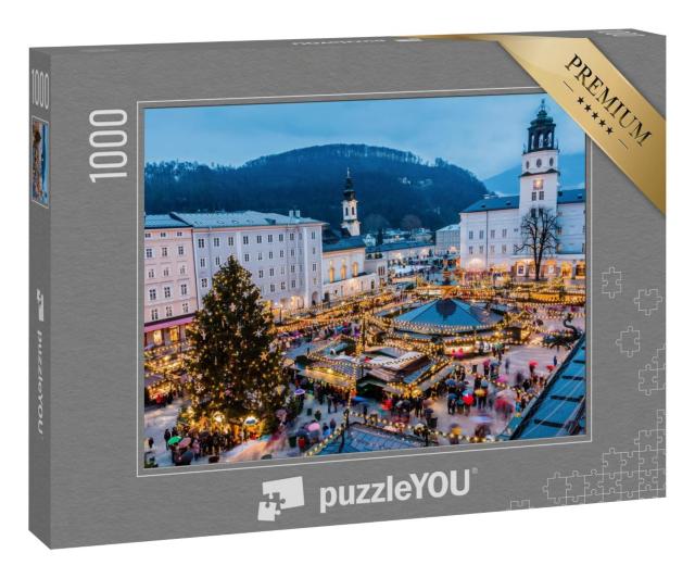 Puzzle 1000 Teile „Altstadt von Salzburg mit Weihnachtsmarkt, Österreich“