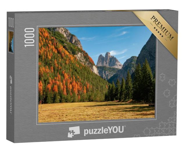 Puzzel 1000 stukjes „Drie bergtoppen in de herfst, Dolomieten, Italië“