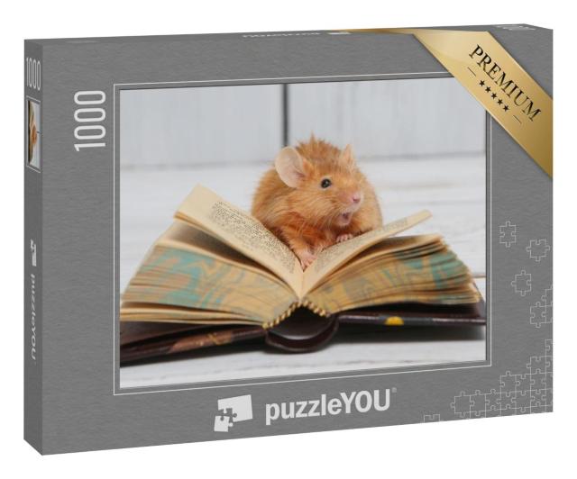 Puzzle 1000 Teile „Neugierige kleine Maus beim Lesen“