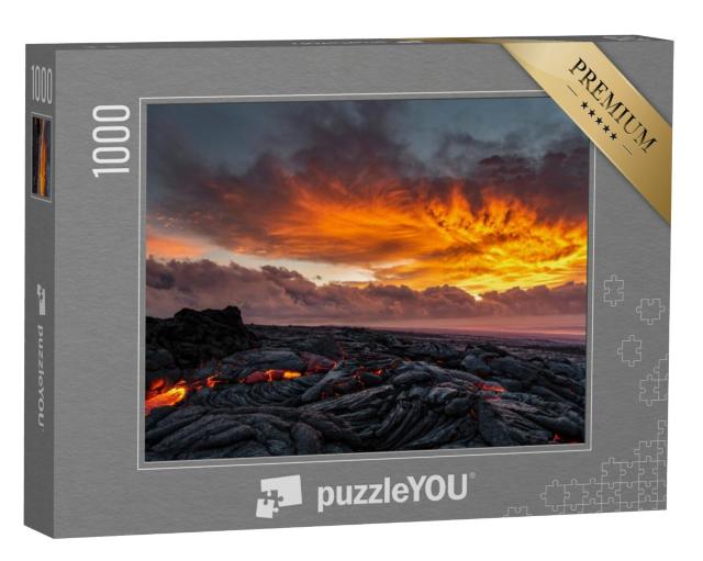 Puzzel 1000 stukjes „Zonsopgang boven de zuidoostelijke kloofzone van de vulkaan Kilauea“