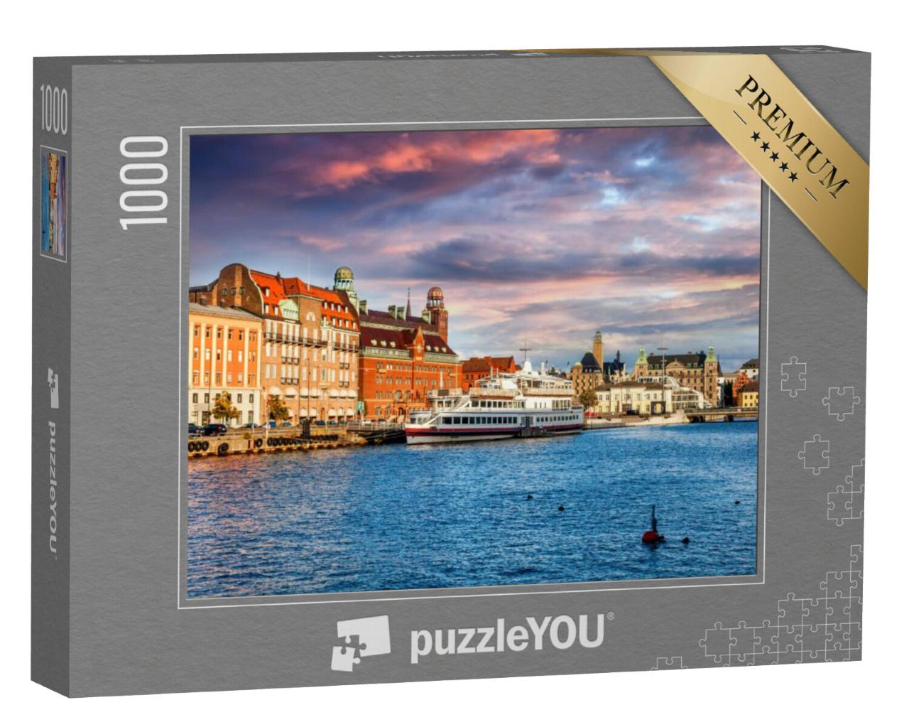 Puzzel 1000 stukjes „Prachtig stadsgezicht bij zonsondergang, Malmö, Zweden“