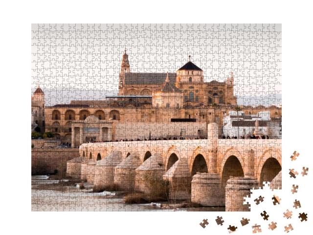 Puzzle 1000 Teile „Mezquia und römische Brücke in Córdoba, Spanien“