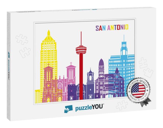 San Antonio Skyline Pop in Editable Vector File... Jigsaw Puzzle