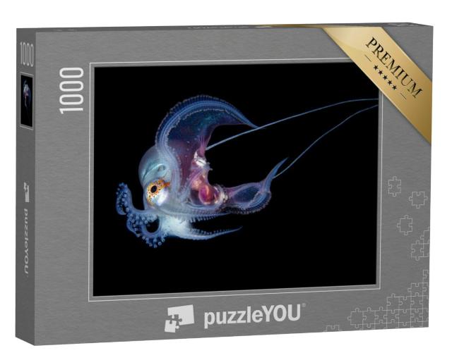 Puzzel 1000 stukjes „Onderwaterfoto van een blauwe octopus“