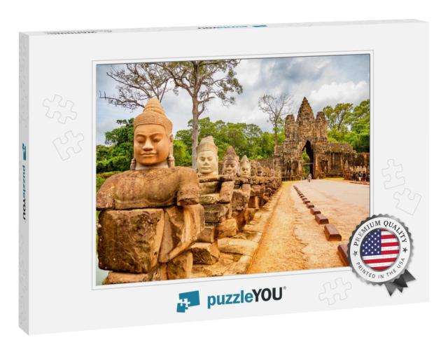 Row of Sculptures in the South Gate of Angkor Thom Comple... Jigsaw Puzzle
