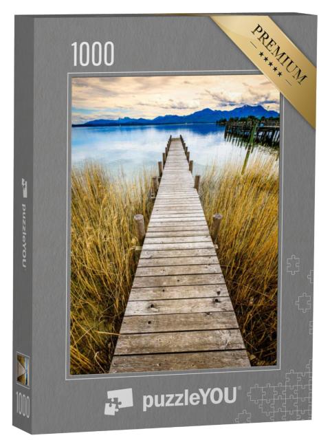 Puzzel 1000 stukjes „Houten loopbrug over de Chiemsee bij Gstadt, Duitsland“