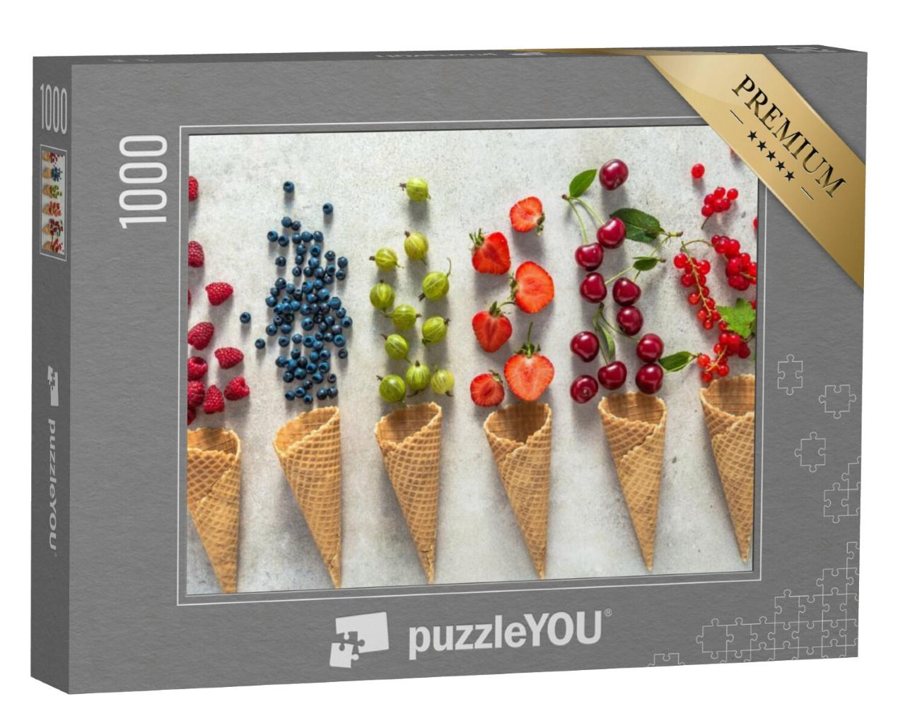 Puzzel 1000 stukjes „Ijshoorntjes met fruit“