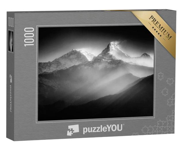 Puzzel 1000 stukjes „Majestueus Annapurna-gebergte, zwart-wit“