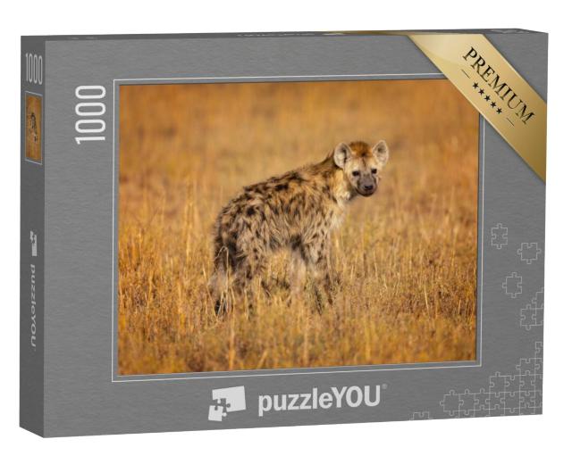 Puzzel 1000 stukjes „Gevlekte hyena, ook bekend als lachende hyena, inheems in Afrika“