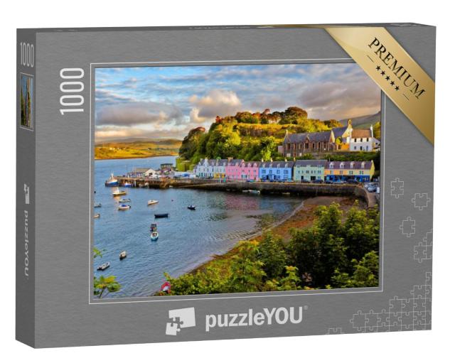 Puzzel 1000 stukjes „Zonsondergang boven Portree, Isle of Skye, Schotland“