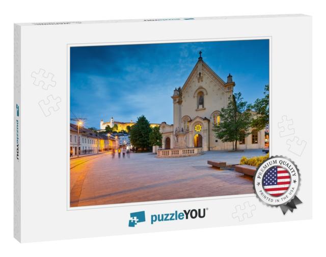 Church & a Castle as Seen from a Square in Bratislava Old... Jigsaw Puzzle