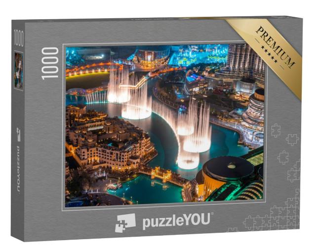 Puzzel 1000 stukjes „Dansende fonteinenshow bij nacht“