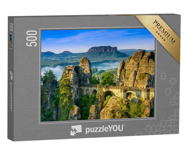 Puzzel 500 stukjes „Zonsopgang bij de Bastei in Saksisch Zwitserland, Duitsland“