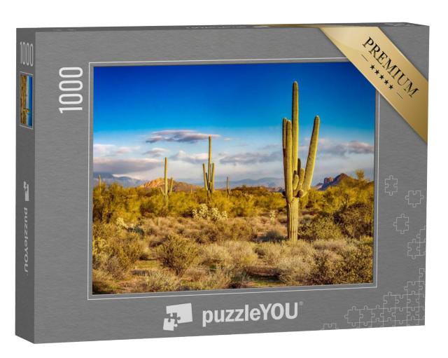 Puzzel 1000 stukjes „Cactussen in een wild landschap“