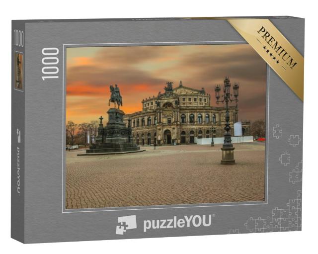 Puzzel 1000 stukjes „Semperoper in Dresden, kort na zonsondergang“