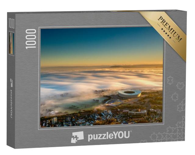 Puzzel 1000 stukjes „Mistige zonsopgang boven het centrum van Kaapstad, Zuid-Afrika“