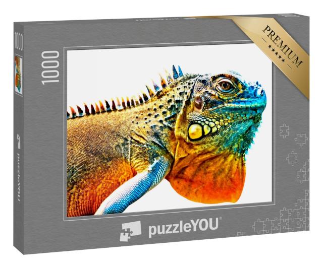 Puzzle 1000 Teile „Detailbild von einem bunten Leguan“