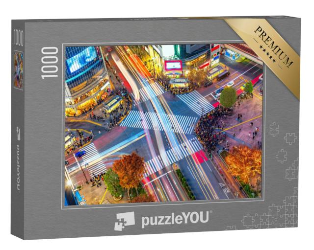 Puzzel 1000 stukjes „Luchtfoto van het unieke kruispunt Shibuya, Tokio, Japan“