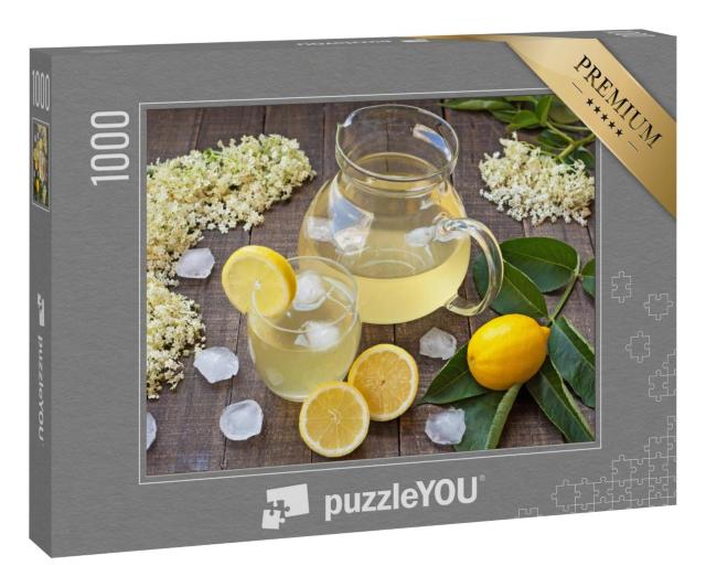 Puzzle 1000 Teile „Erfrischungscocktail mit Holunderblüten  und Zitronen“