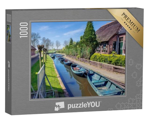 Puzzel 1000 stukjes „Boten in de lente in Giethoorn, een klein dorp in de provincie Overijssel“