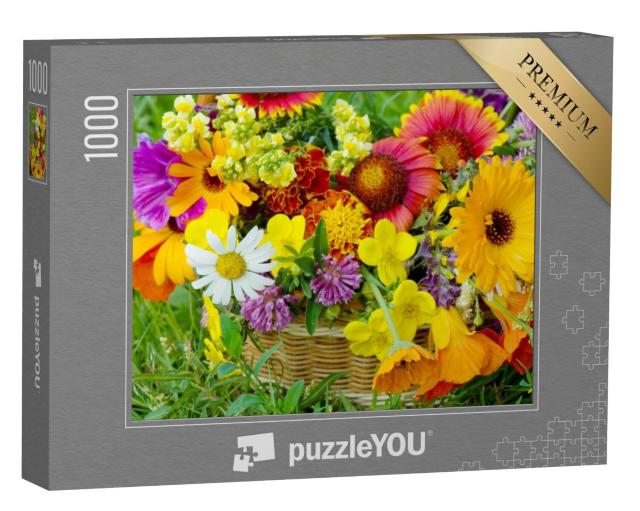 Puzzel 1000 stukjes „Bloemen in een mand“