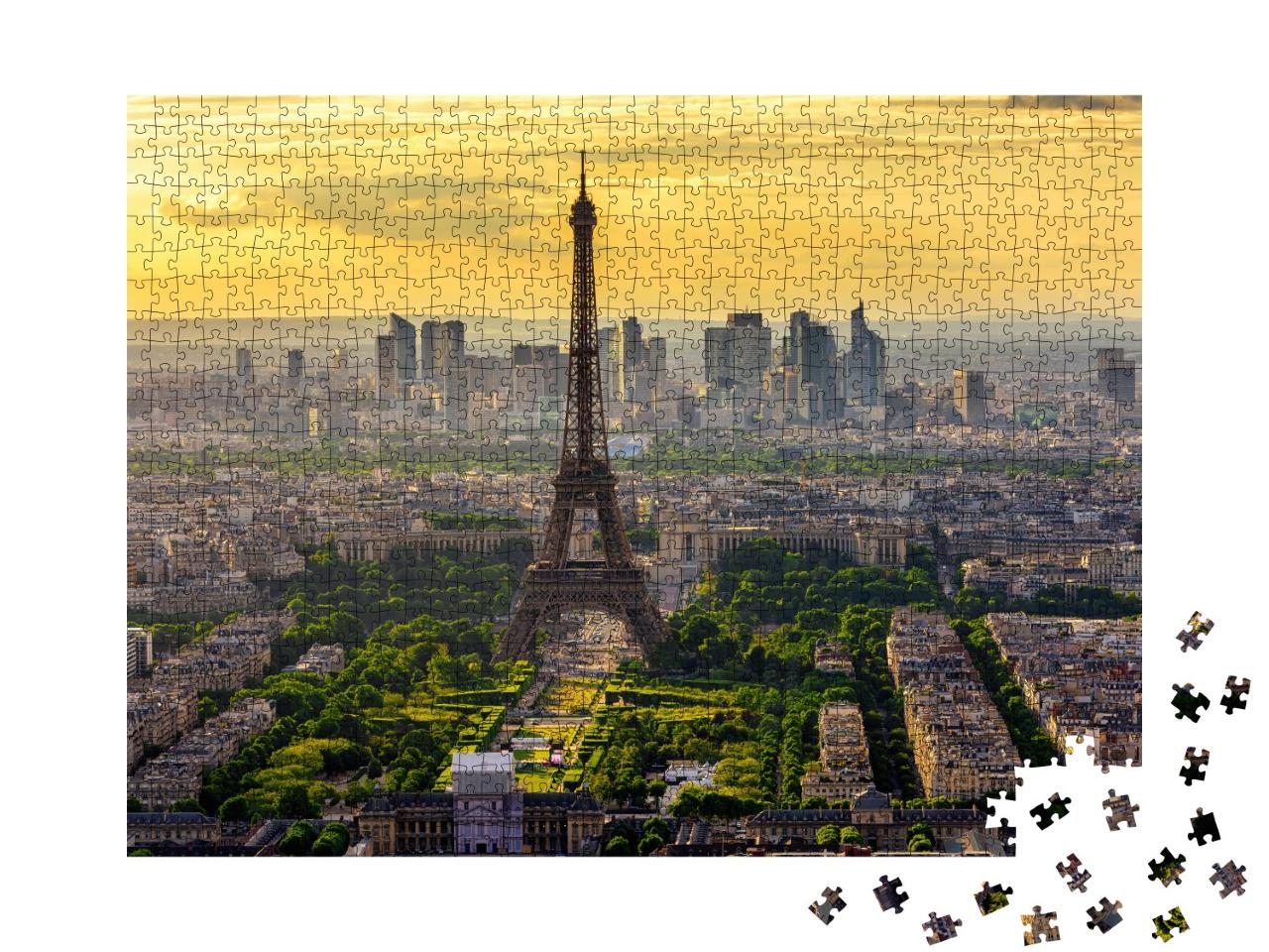 Puzzle 1000 Teile „Skyline von Paris mit Eiffelturm bei Sonnenuntergang“
