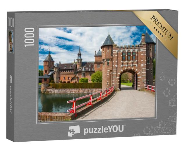 Puzzel 1000 stukjes „Haarzuilens, Kasteel de Haar met de brug op de voorgrond“