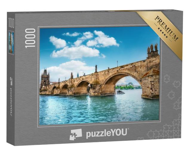 Puzzel 1000 stukjes „Karelsbrug, Praag, over het blauwe water van de Vltava“