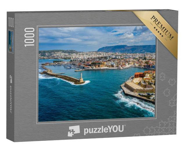 Puzzel 1000 stukjes „Panoramisch uitzicht van boven op de stad Chania, eiland Kreta, Griekenland“