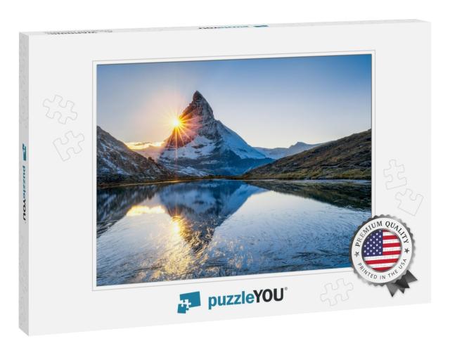 Riffelsee & Matterhorn Mountain in Swiss, Canton of Valai... Jigsaw Puzzle