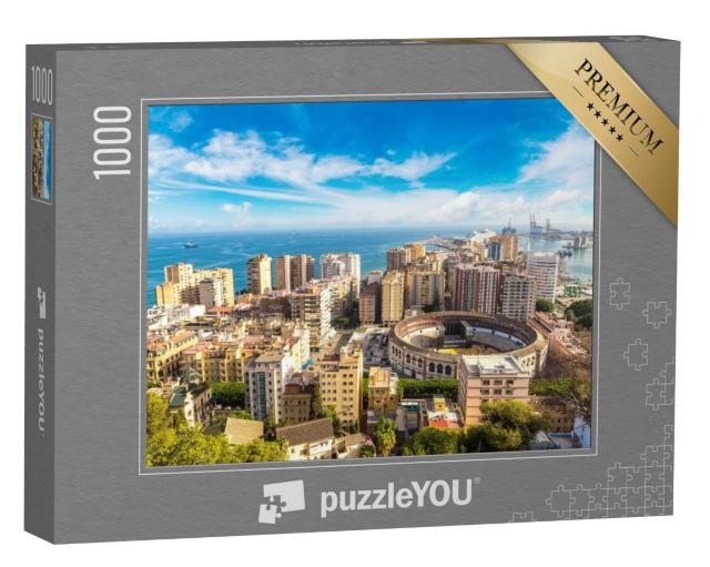 Puzzel 1000 stukjes „Panoramische luchtfoto van Malaga, Spanje“