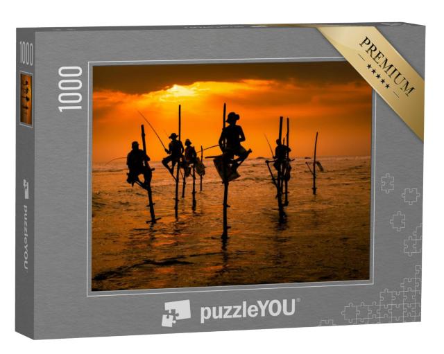 Puzzel 1000 stukjes „Traditionele vissers bij zonsondergang, Sri Lanka“