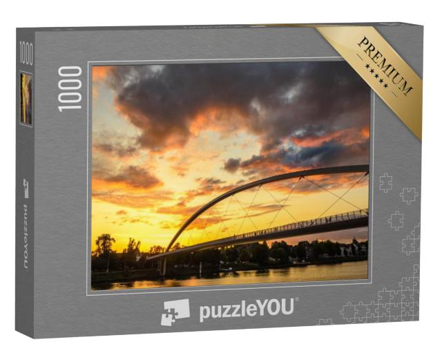 Puzzel 1000 stukjes „Brug over de rivier bij zonsondergang“