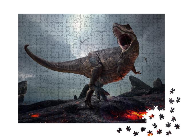 Puzzle 1000 Teile „3D-Rendering des Königs der Dinosaurier: Tyrannosaurus Rex“