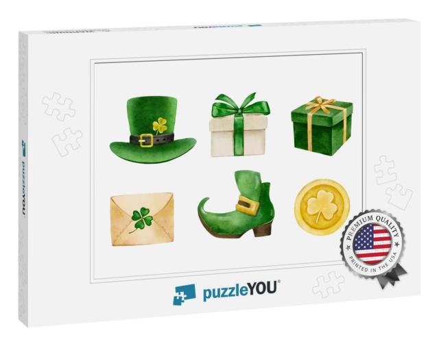 Watercolor St. Patrick's Day, Green Home Decor, I... Jigsaw Puzzle