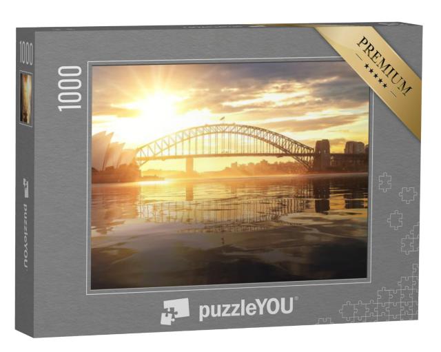 Puzzel 1000 stukjes „Sydney Opera House met Harbour Bridge bij zonsondergang, Australië“